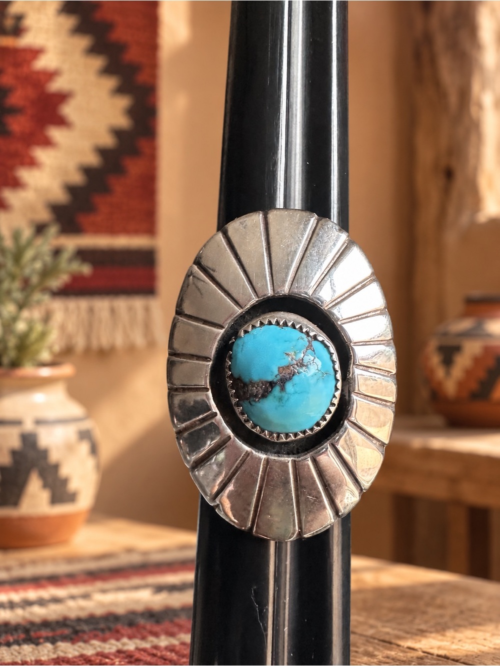 Navajo Signed Wyli Size 5.5 Sterling Silver Shield Ring 🦋